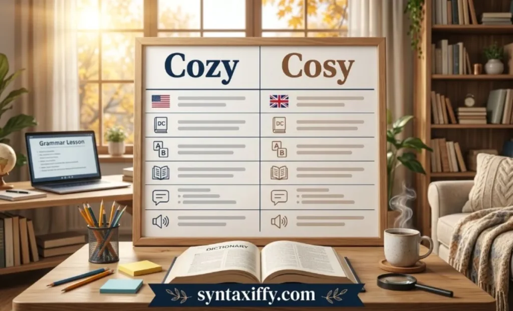 Cozy vs Cosy Comparison Table