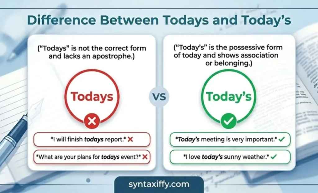 Difference Between Todays and Today's