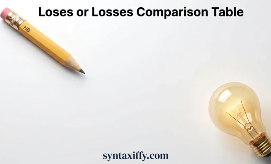 Loses or Losses Comparison Table