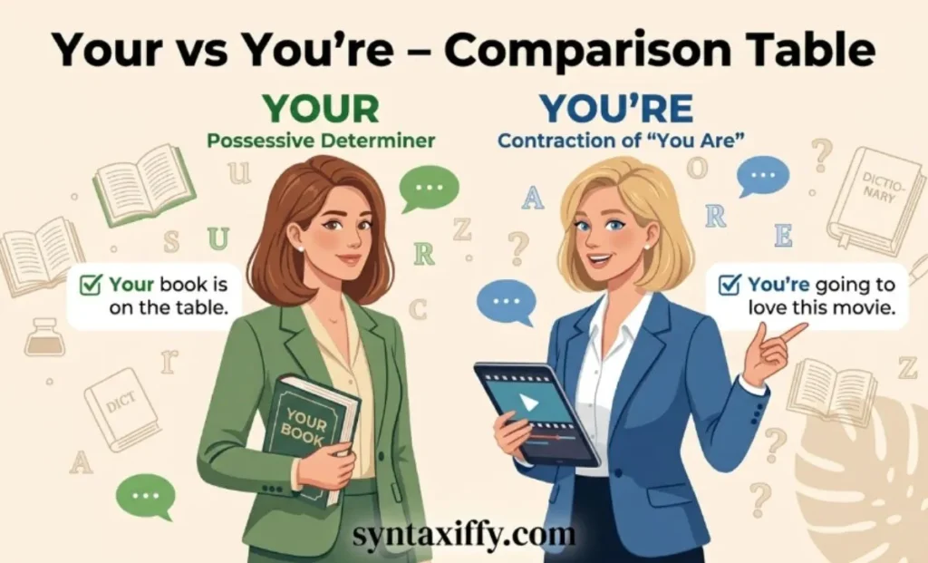 Your vs You’re – Comparison Table
